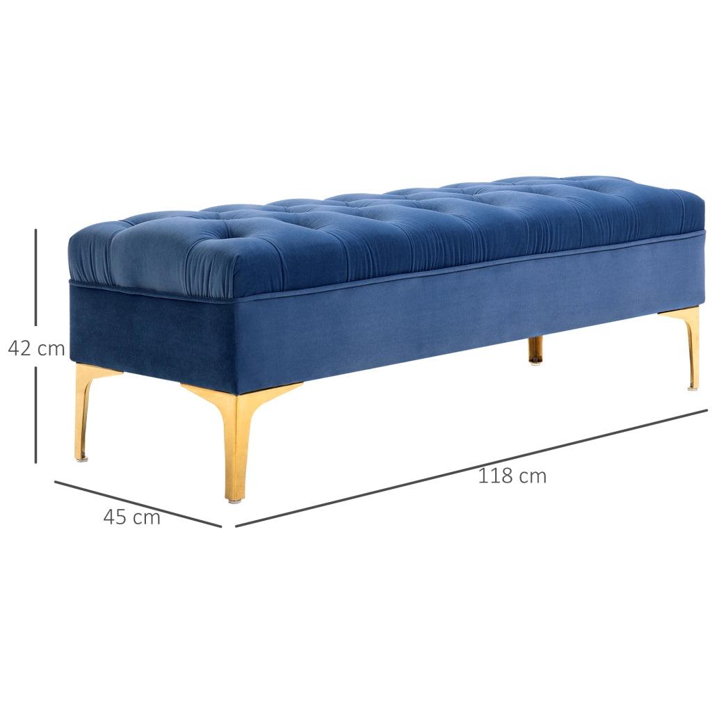 Letto contenitore imbottito in velluto blu ¨C Minimal ¨C 90x200 cm