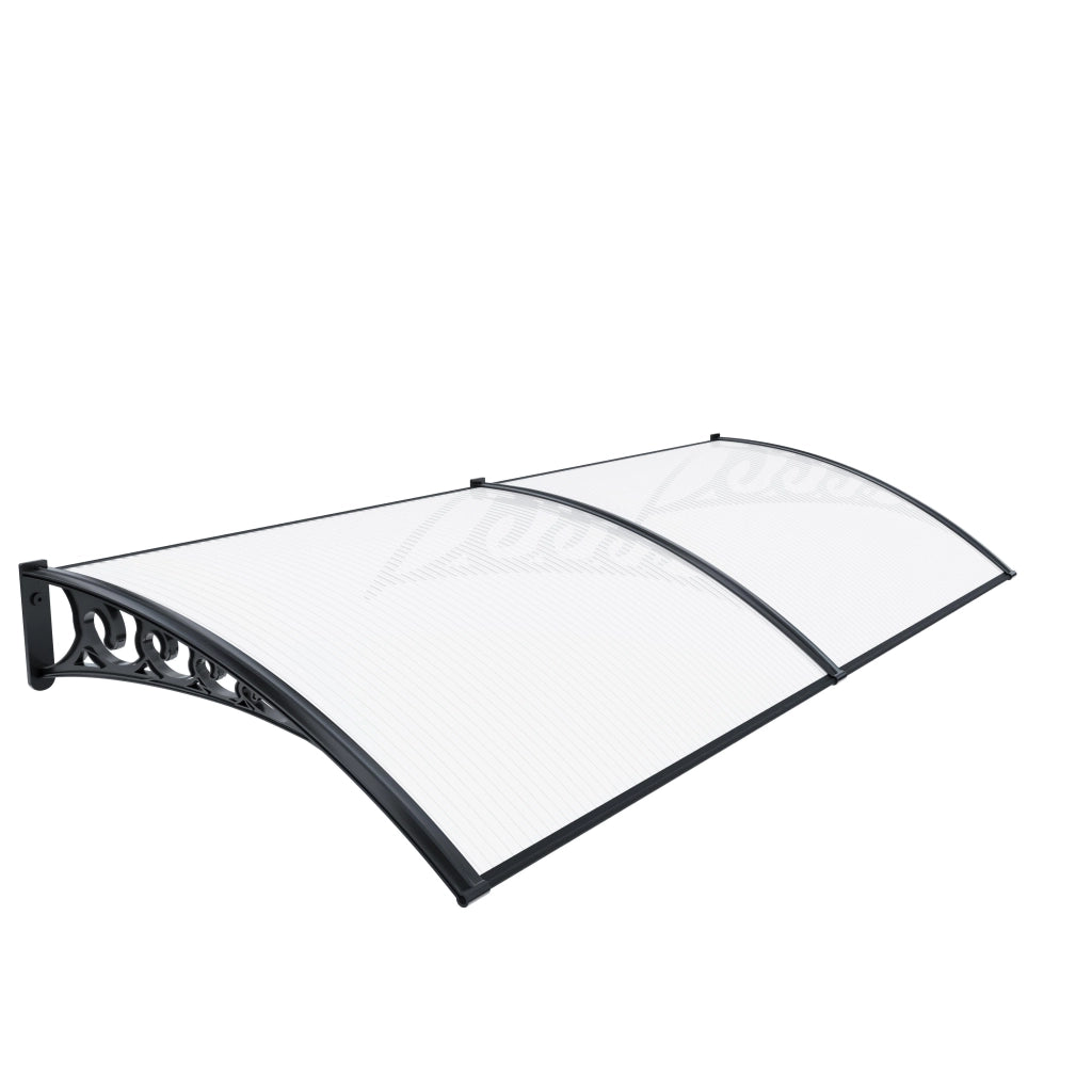 Pensilina Per Copertura In Policarbonato Alveolare Tettoia Modulabile Per Esterno Per Porte Balcone Finestre Elegante E Resistente, Trasparente (80 x 200 Cm)