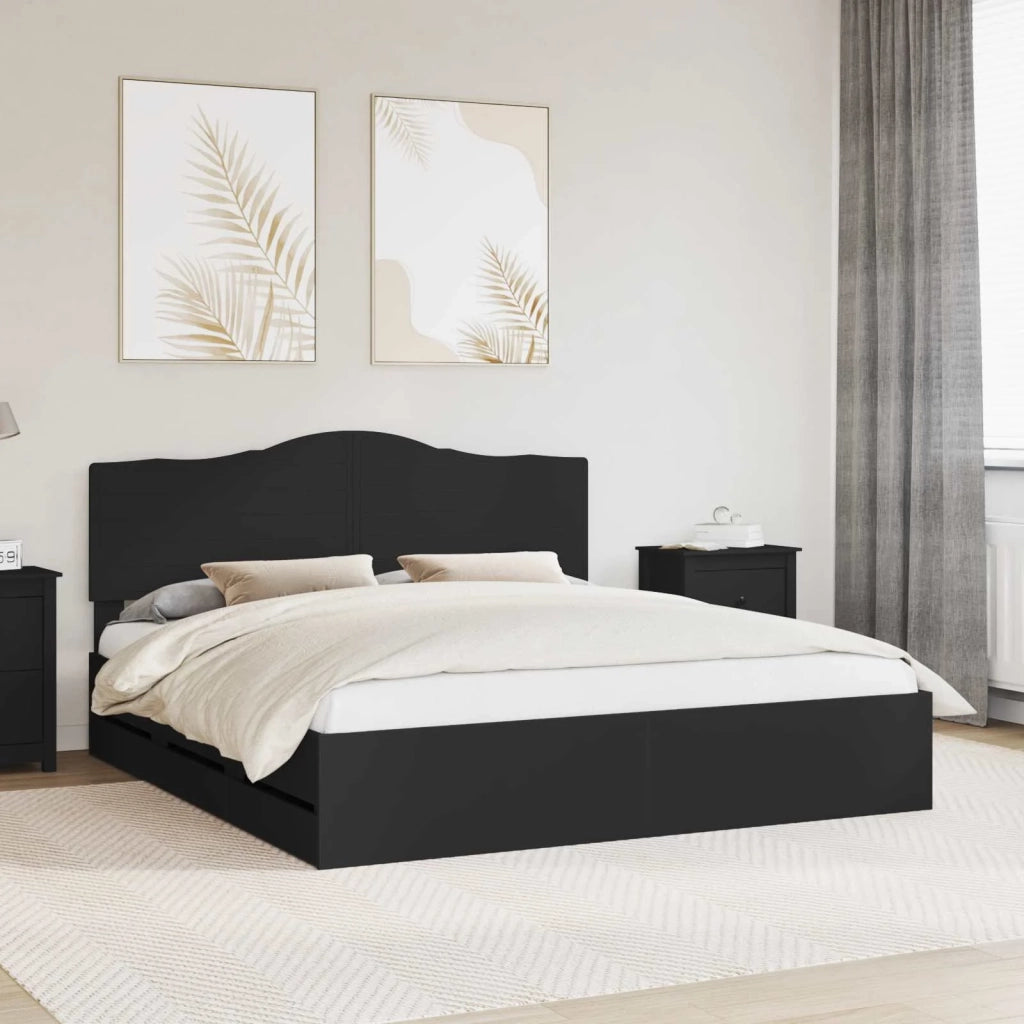 Letto matrimoniale | Letto per adulti | Struttura del letto Nero 200 x 200 cm Legno Ingegnerizzato