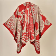 Sciarpa da viaggio, sciarpa in cashmere a maglia con foglie di ginkgo autunno/inverno, mantella con spacco, poncho