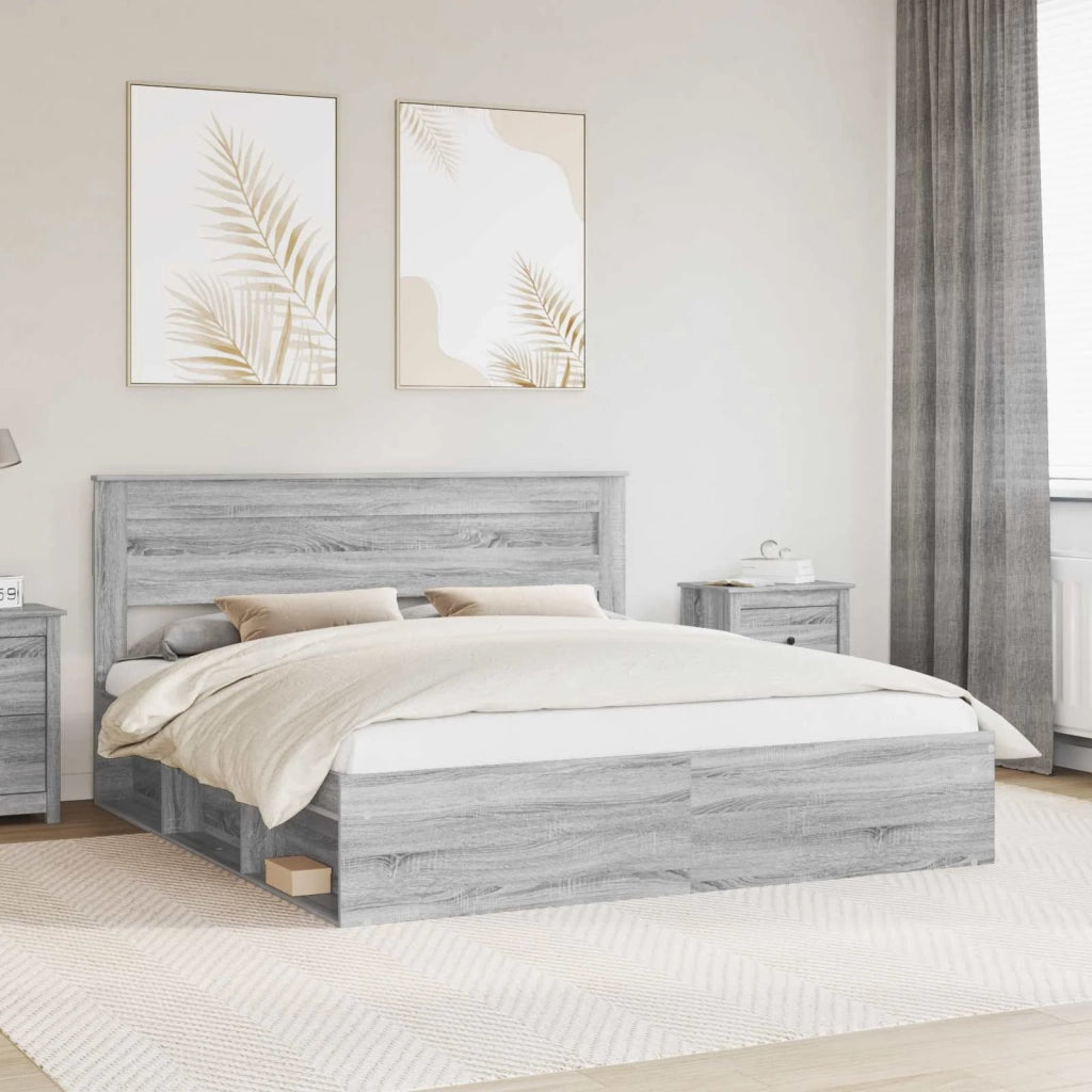 Struttura del letto Grigio Sonoma 200 x 200 cm Pino massello 3409724