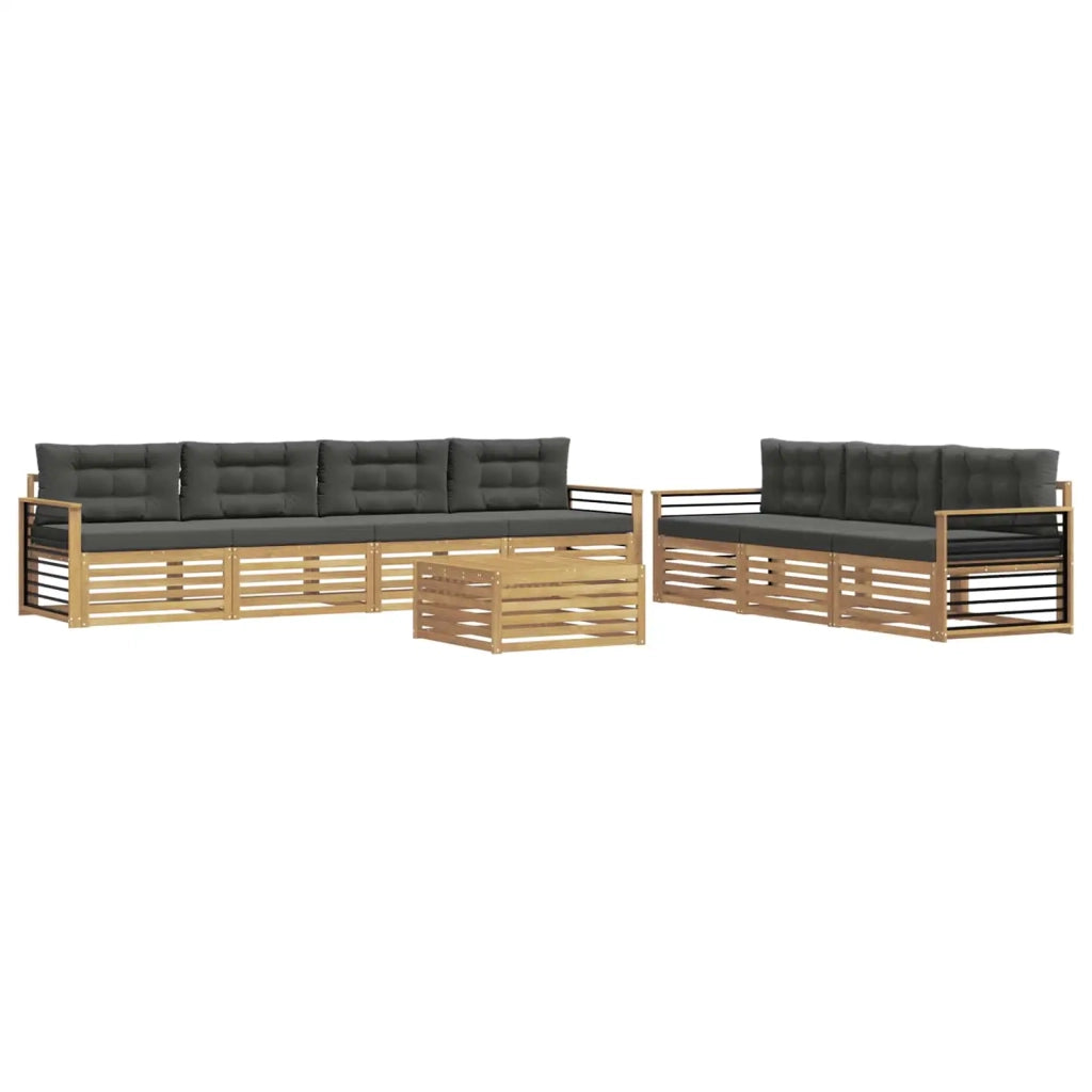 Set di divani da esterno 8 pz Bianco e Antracite Poliestere 3390177