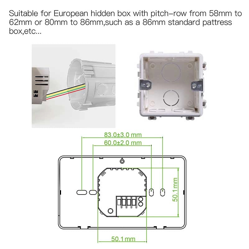 Termostato WIFI Con Meteo Protocollo WIFI 2.4G TUYA, Smart Life Rettangolare Compatibile Con Scatola 502 e 503 Riscaldamento Caldaia a Gas Bianco / Nero 5A 95-240V IP20