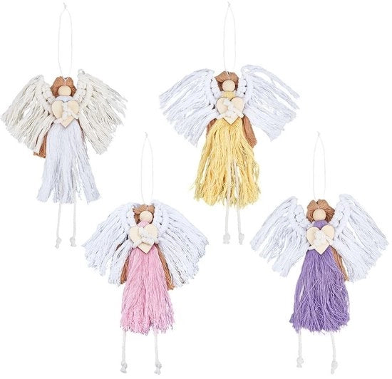 Decorazione per parete macramé - set di accessori per parete - decorazione per cornice - decorazione per hanger - 23,5 cm - unico artigianato - decorazione per parete con filo di cotone