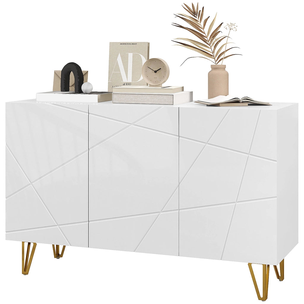 Armadio con Ripiani e Ante ¨C Minimal ¨C 120x40x75 cm, Bianco e Oro