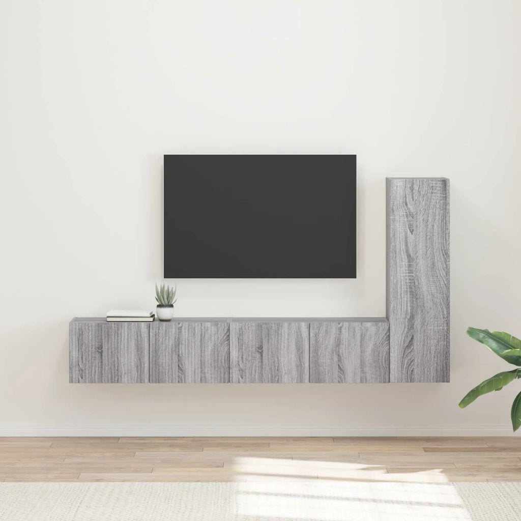 Set mobile TV 3 pz | Armadietto TV | Mobile Porta TV Grigio Sonoma Legno multistrato