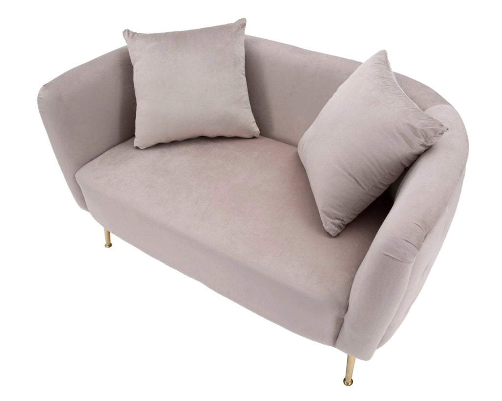 Divanetto Bucarest Grigio 127x74x73 cm Legno e Spugna e Tessuto e Metallo Grigio e Oro