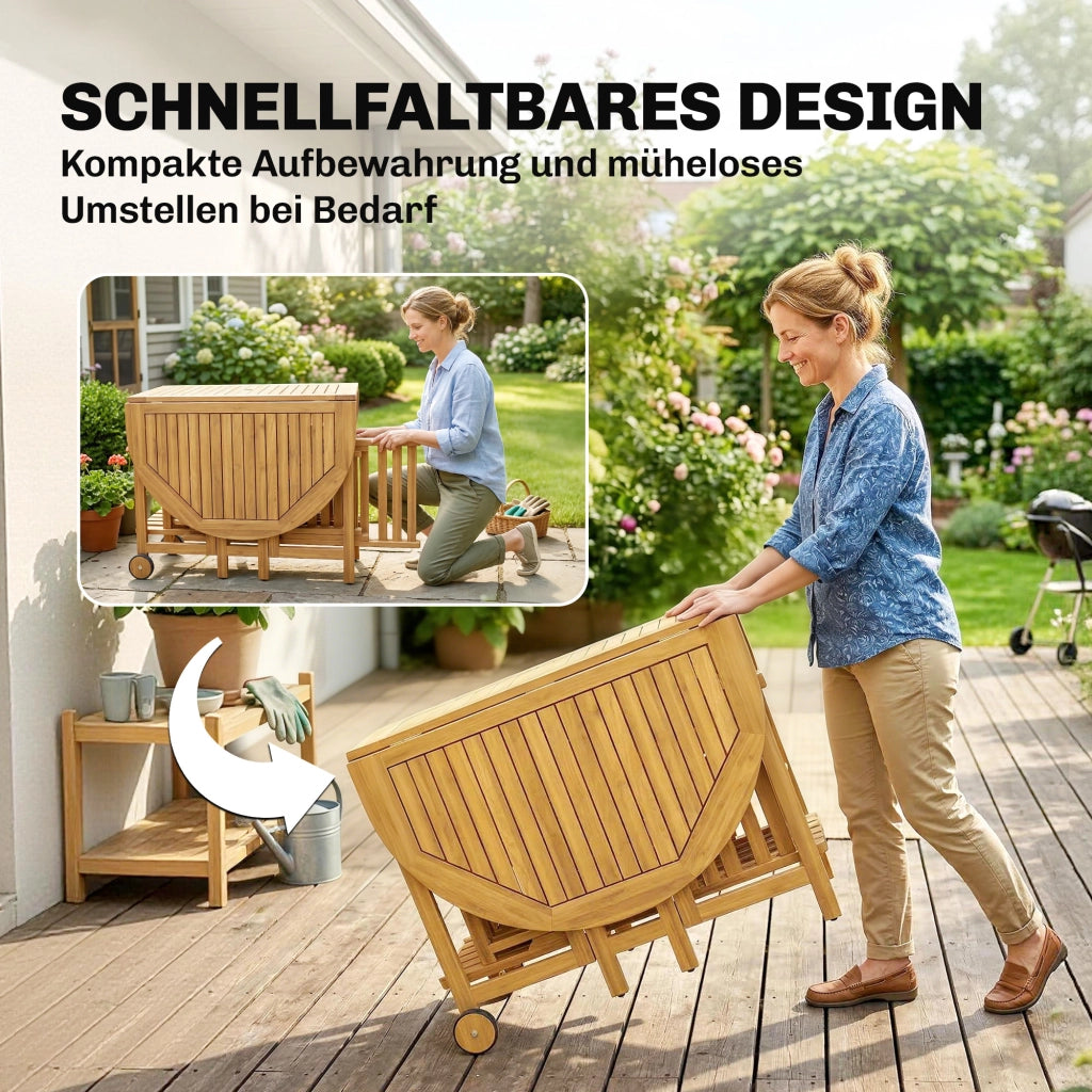 Set da Giardino 7 Pezzi con Tavolo Allungabile e 6 Sedie Pieghevoli ¨C zephmum ¨C Legno FSC Grigio