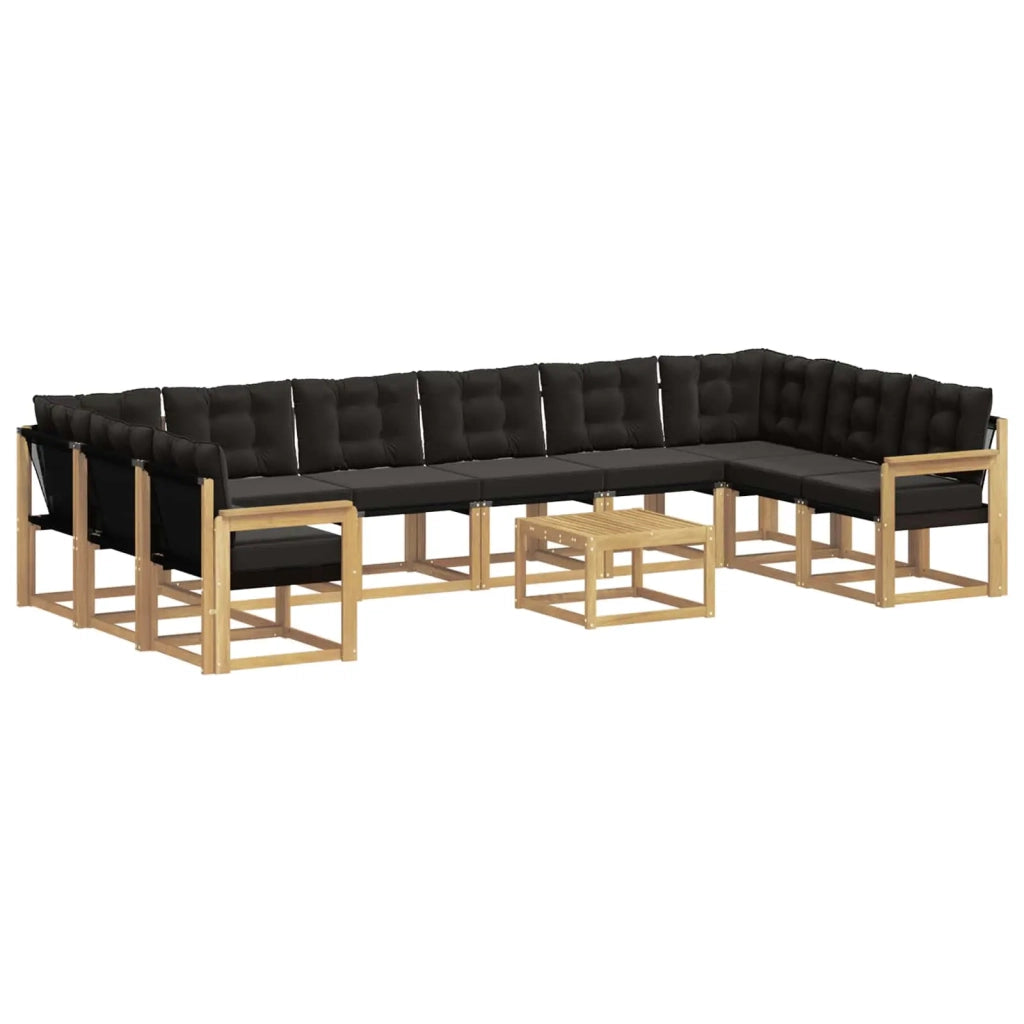 Set di divani da esterno 11 pz Bianco e Nero 3389926