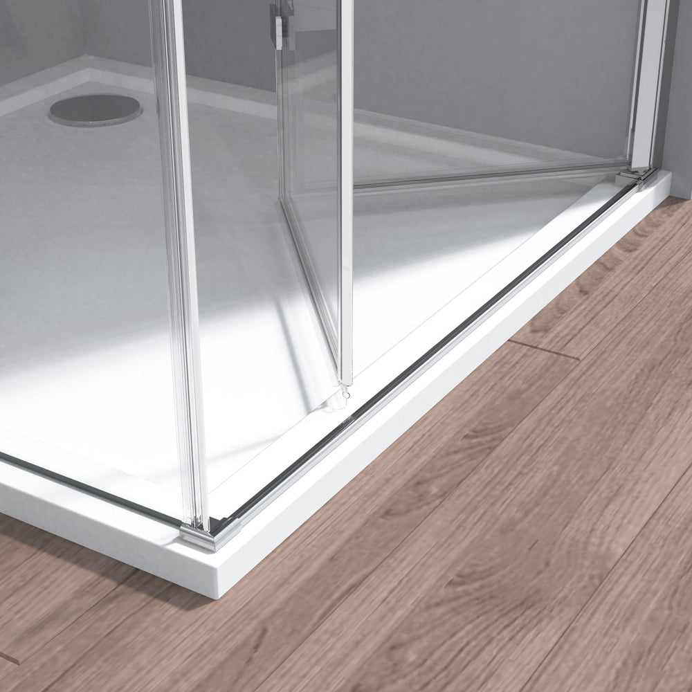 Box doccia angolare a soffietto 70x70 in vetro temperato trasparente con profili cromo Neos
