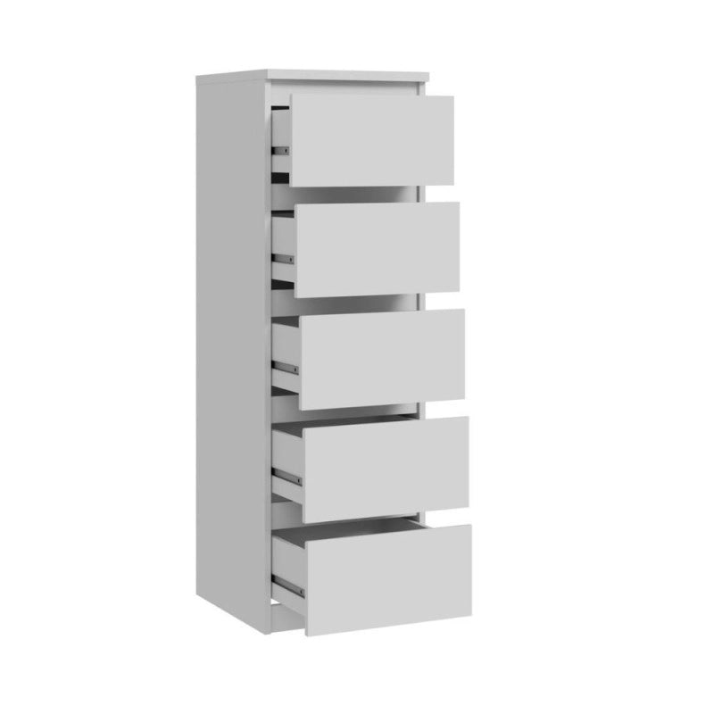 Cassettiera Morgan 5 cassetti 41.8 x 42.2 x H 128 cm. colore bianco opaco