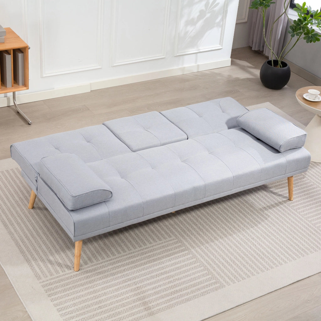 Divano letto 3 posti con tavolino ¨C zephmum ¨C in tessuto grigio chiaro 200x90