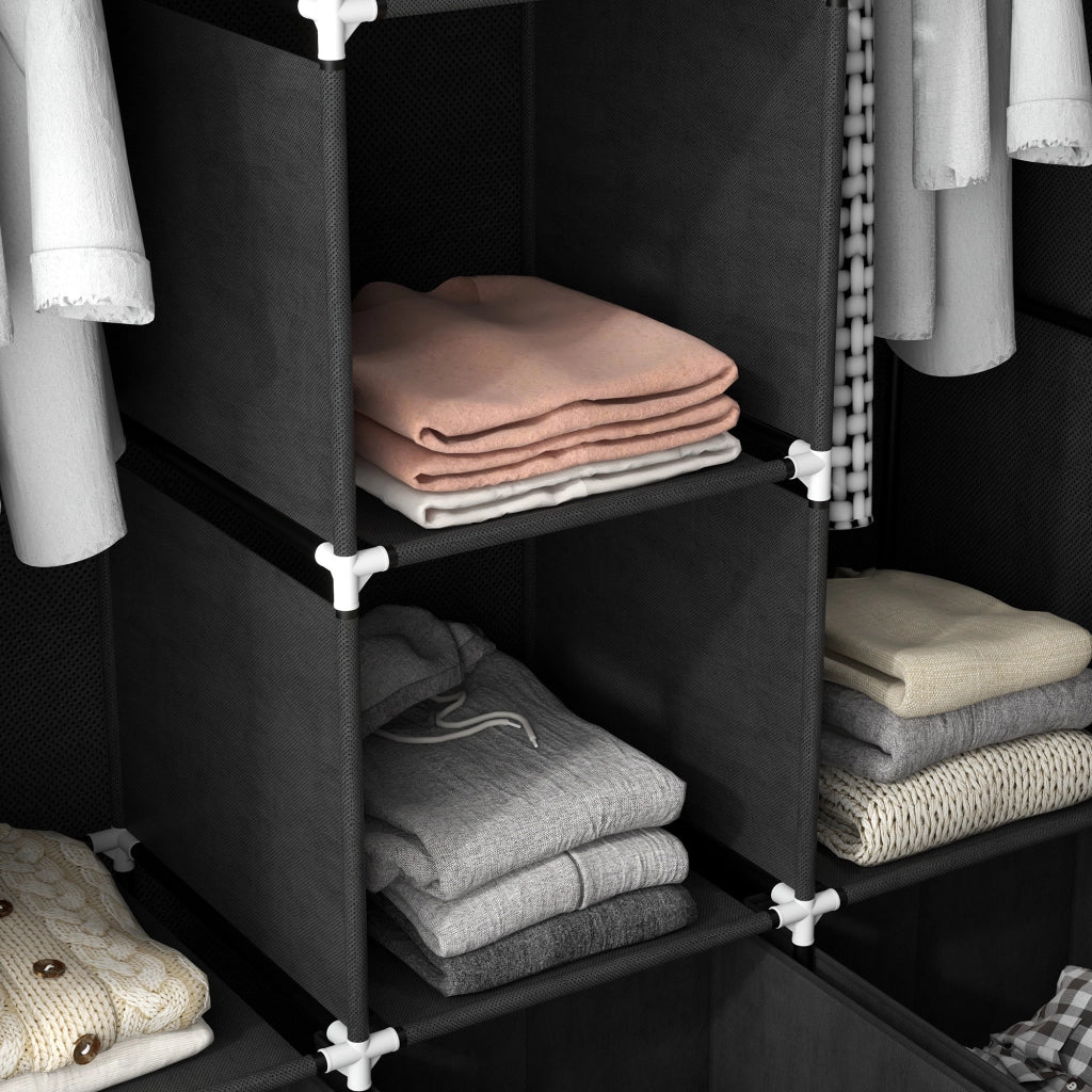 Armadio in tessuto con cassetti ¨C Minimal ¨C Nero 125x43x162,5 cm