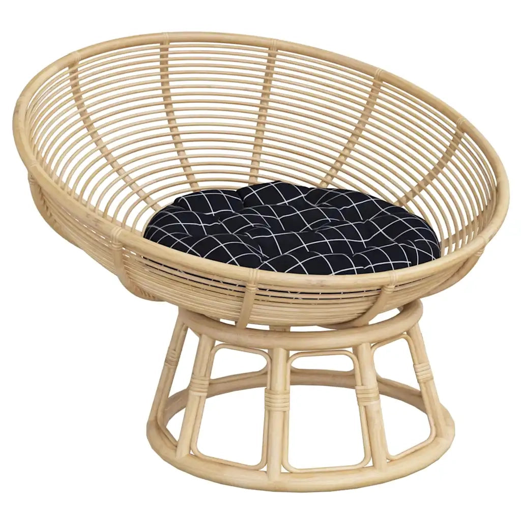 Cuscino Rotondo Nero Motivo a Quadri Ø 60x11cm Tessuto Oxford 361956