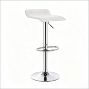 Sgabello da bar girevole con altezza regolabile e design ergonomico in similpelle bianca e acciaio