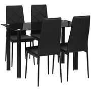 Tavolo da Pranzo con 4 Sedie Imbottite ¨C zephmum ¨C Piano Vetro Nero