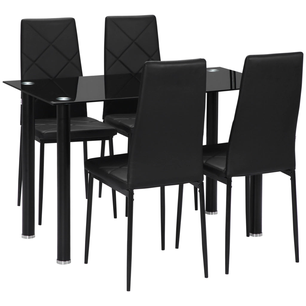 Tavolo da Pranzo con 4 Sedie Imbottite ¨C zephmum ¨C Piano Vetro Nero