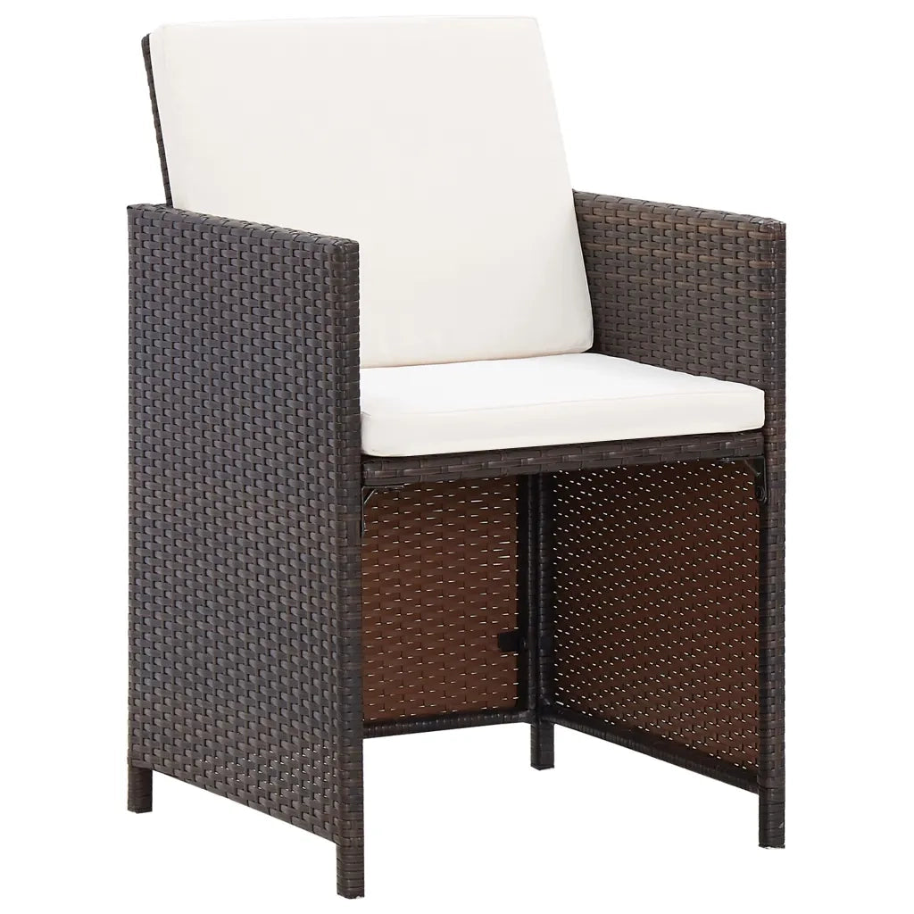 Set da Pranzo per Giardino 3 pz con Cuscini Marrone 3094299