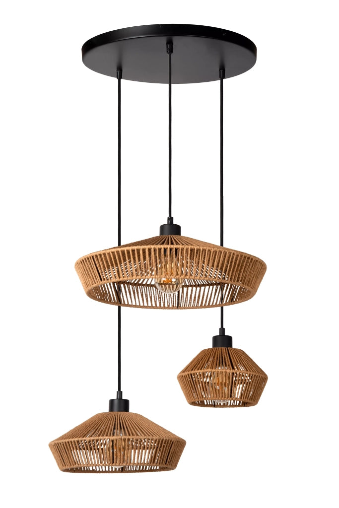 Lampada a sospensione boho Yunkai 3xE27 60W Lucide