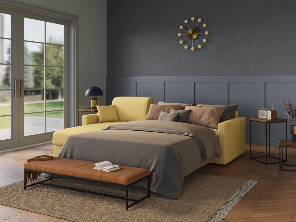 Chris Divano letto angolare 5 posti in tessuto impermeabile T13 268 cm Destro (mat 140x197) panna