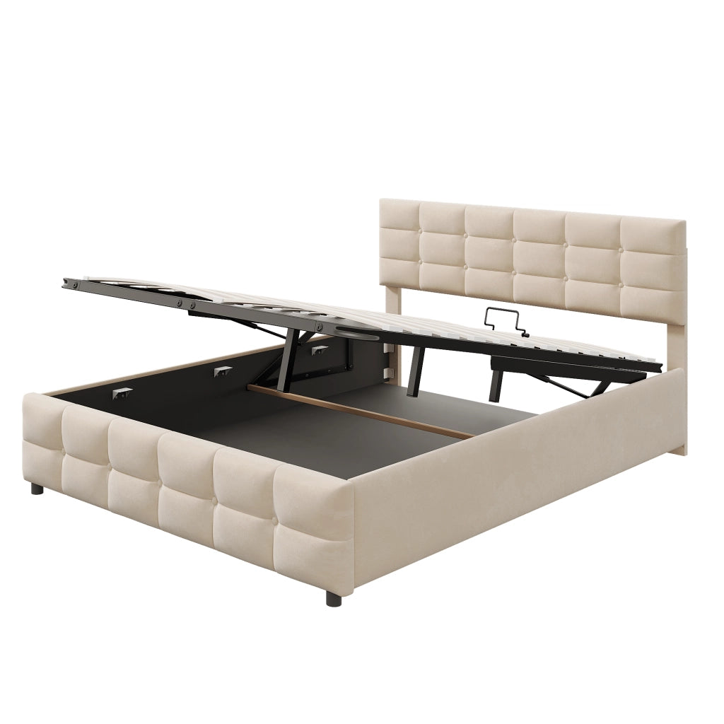 letto imbottito velluto olandese beige 180 x 200 cm