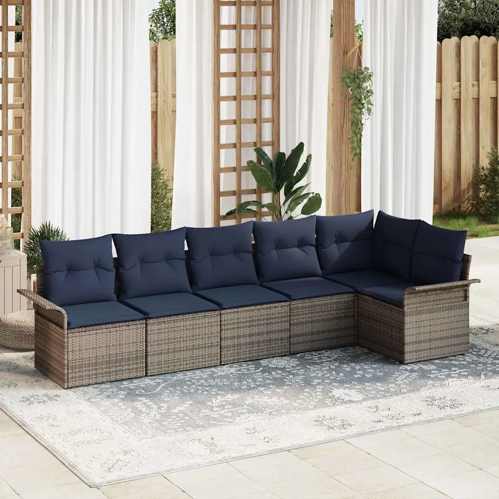 Set Divano da Giardino 6 pcs Grigio polyrattan 3354054