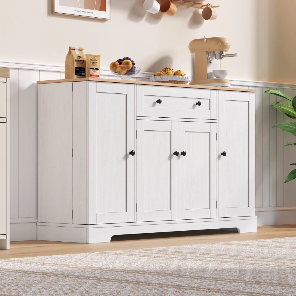 Buffet cucina multifunzionale - Zephmum- 138 cm- Con cassetto, ante e ripiani regolabili- Design moderno con protezione ribaltamento