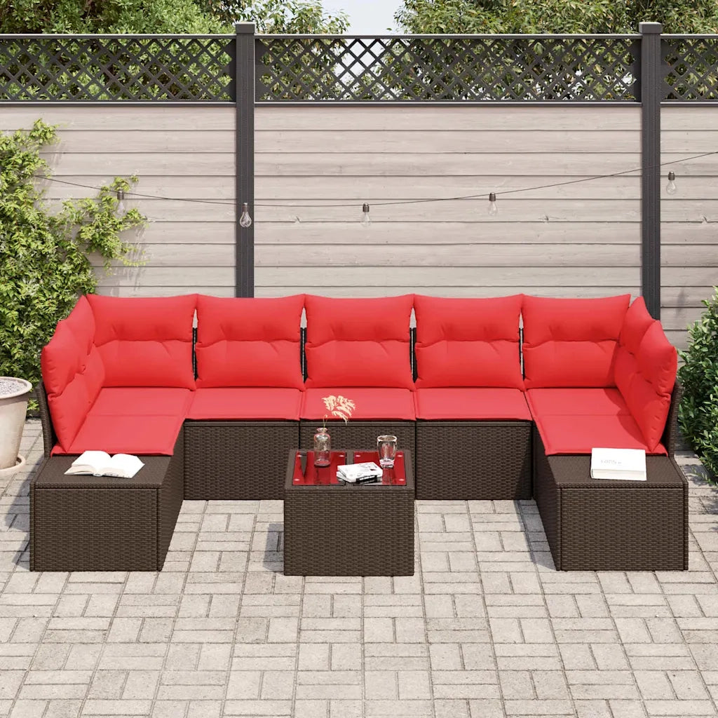 Set Divano da Giardino con cuscino 8 pcs Marrone polyrattan 3346984