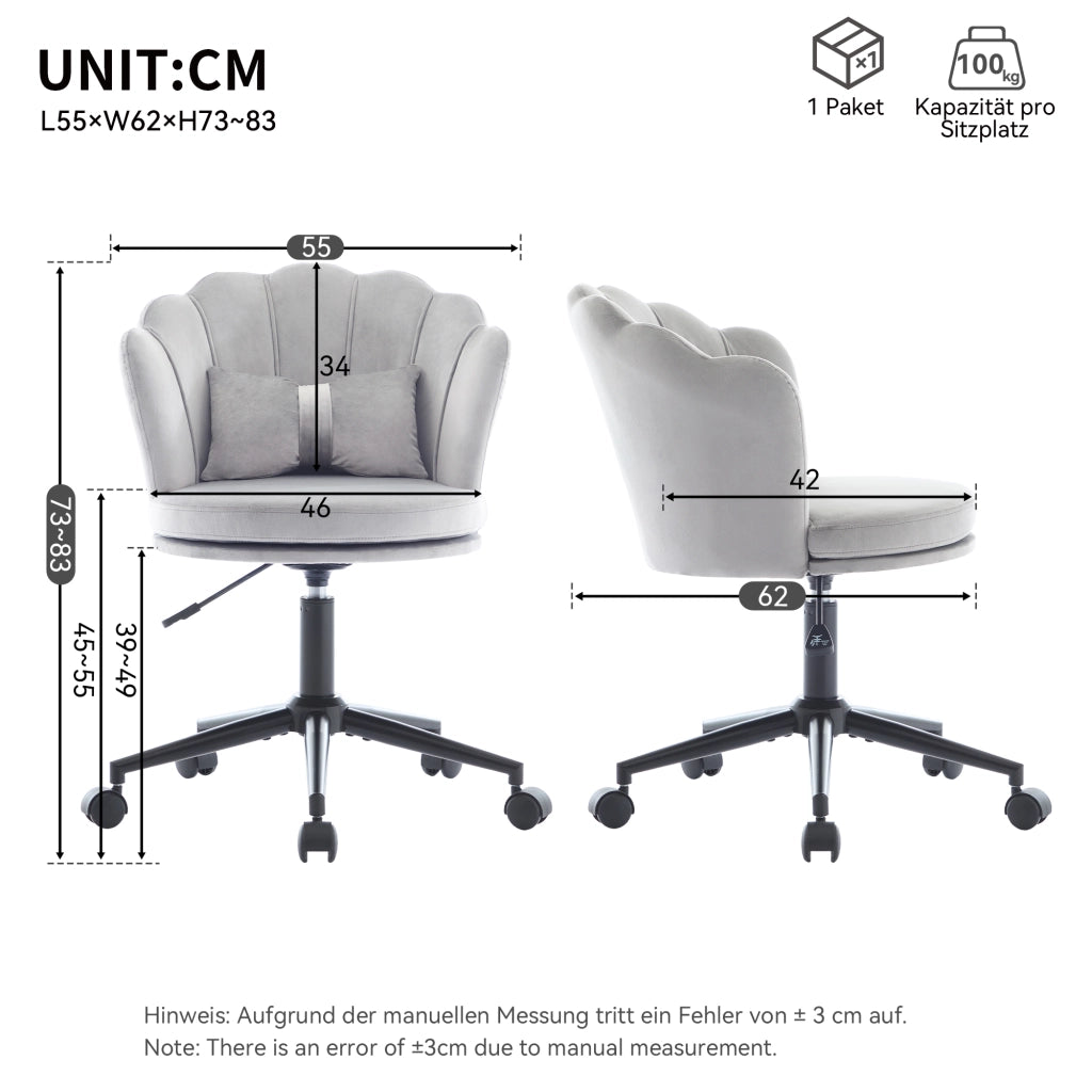 Poltrona Design ¨C MINIMAL ¨C Tessuto, Schienale a Petalo, Cuscino Lombare, Regolabile