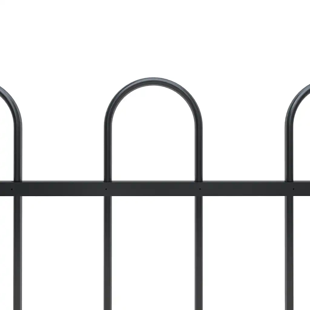 Recinzione da Giardino con Parte Superiore ad Anello in Acciaio 1005x100 cm Nero 277661