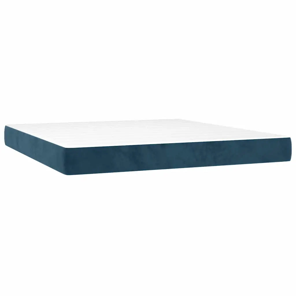 Giroletto a Molle con Materasso Blu Scuro 90x200 cm in Velluto