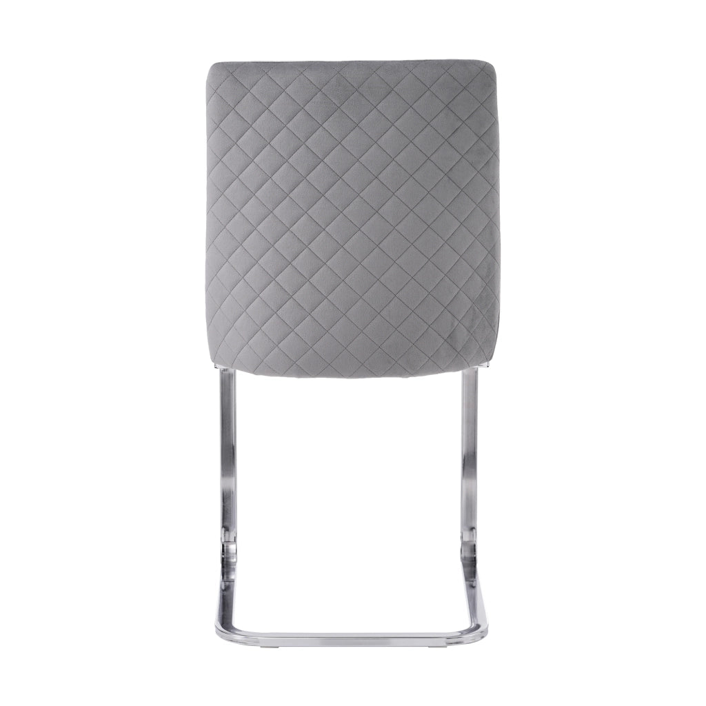 Set di 2 sedie da pranzo con schienale trapuntato e seduta confortevole in velluto grigio con gambe argento
