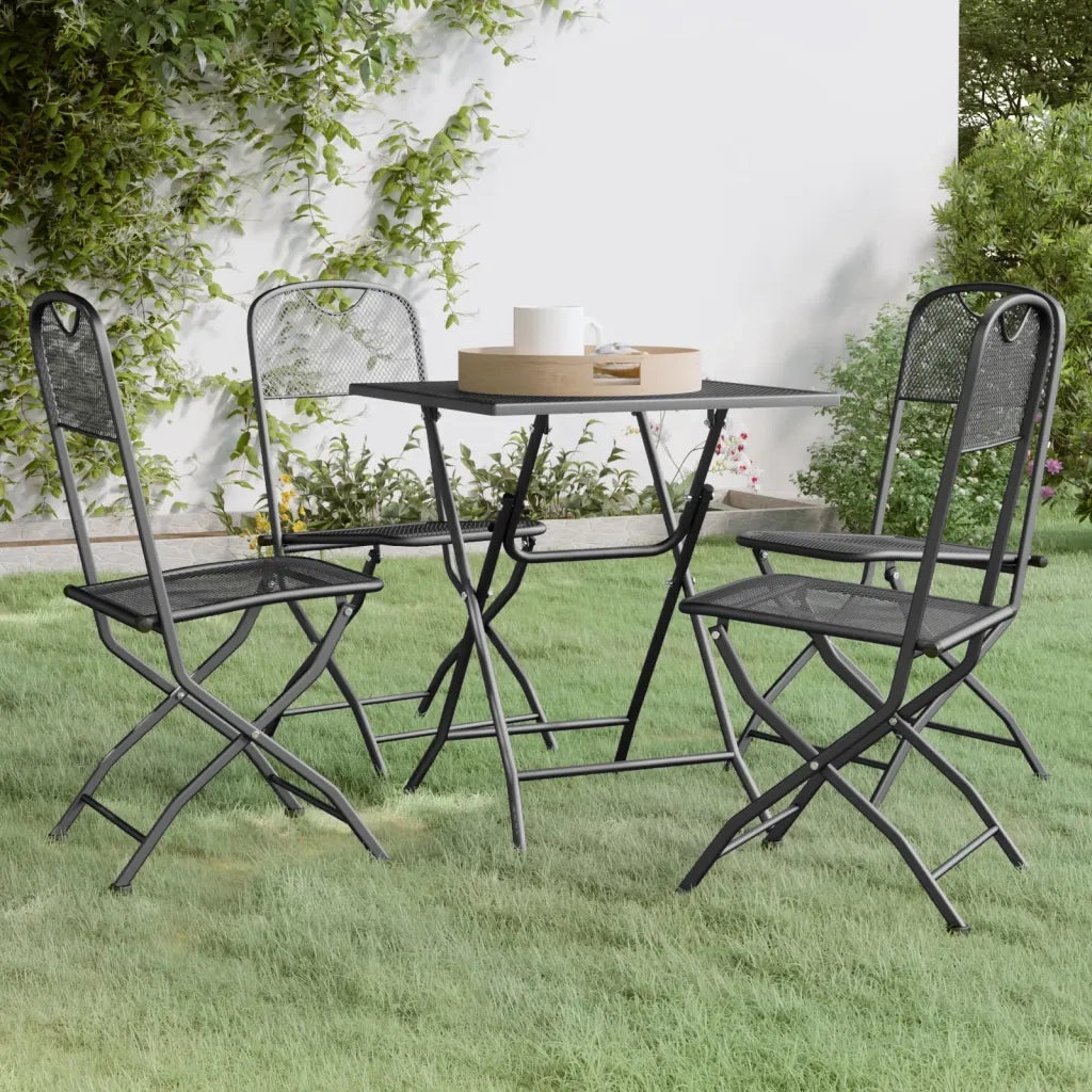 Set da Pranzo per Giardino 5pz | Set Salotto da Giardino Rete Metallica Espansa Antracite