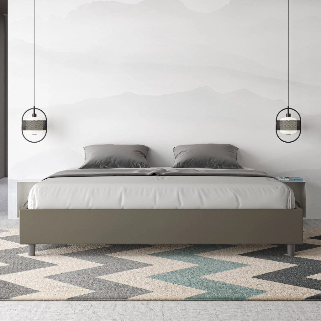 BS COM Letto contenitore imbottito 180x190 similpelle cappuccino