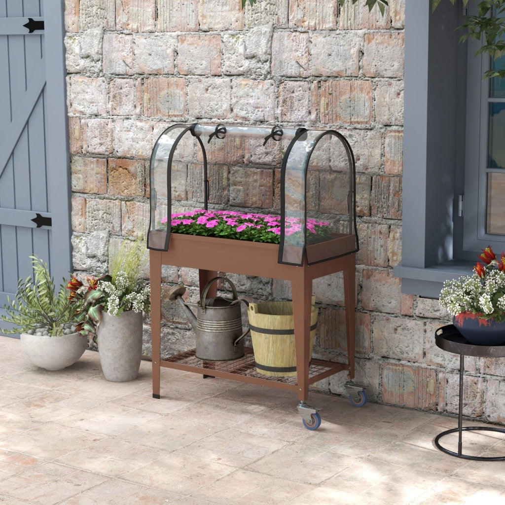 Serra da giardino con telo trasparente e scaffale ¨C Xylo ¨C 80x40x120 cm con ruote