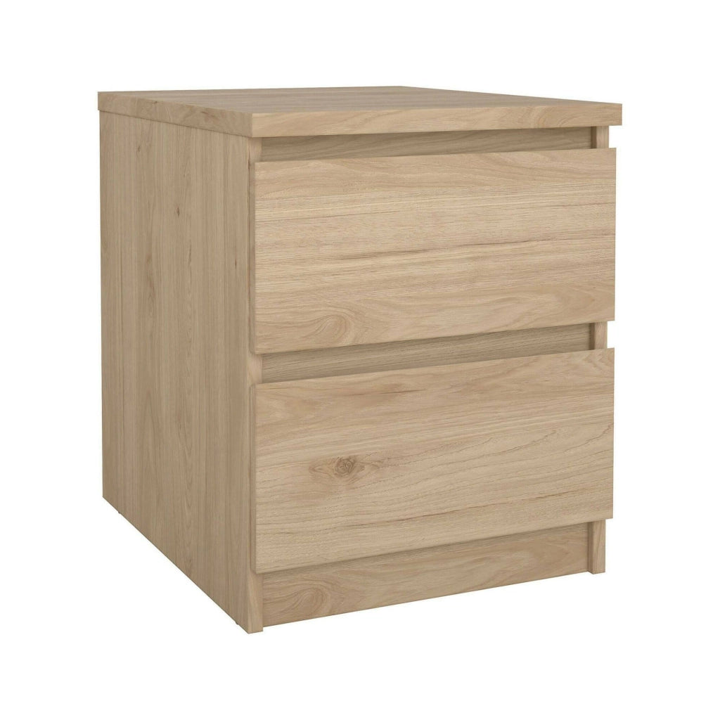 Comodino Daiki, Comò basso, Tavolino da notte, Mensola da letto, 50x40 h50 cm, Rovere