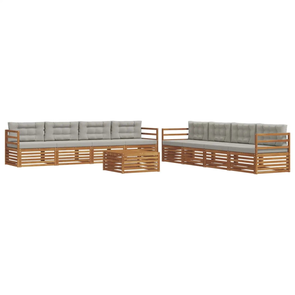 Set di divani da esterno 9 pcs Grigio Naturale e Chiaro 3373201