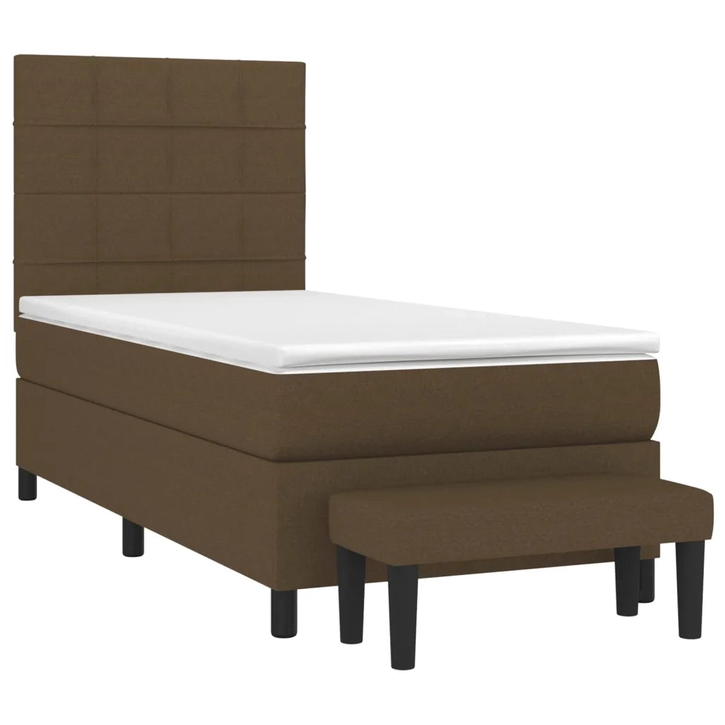 Giroletto a Molle con Materasso Marrone Scuro 90x190cm Tessuto 3136560