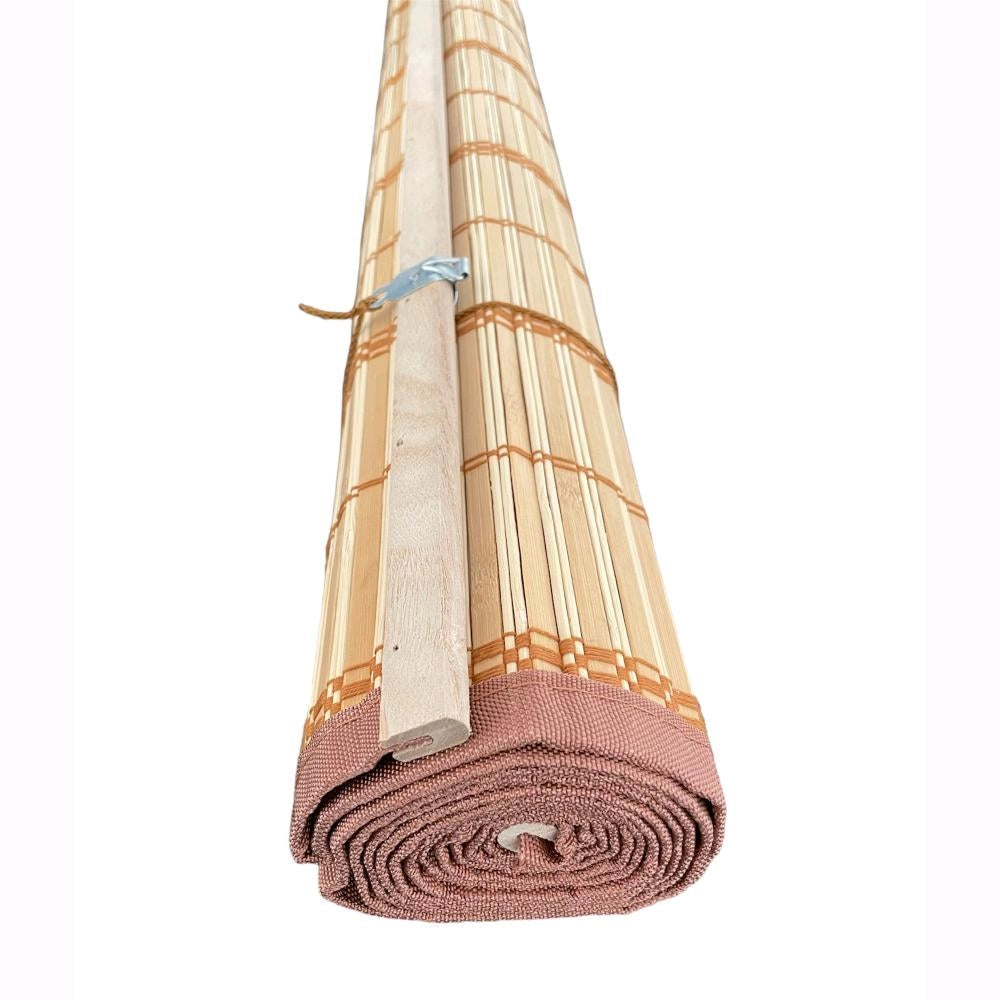 Tapparella in Listelli Bambù Bordo Cotone 150x300H cm Midollino Colore Marrone Giorgia