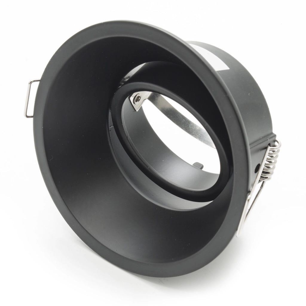 Portafaretto moderno porta faretto nero foro incasso 85mm luce orientabile GU10