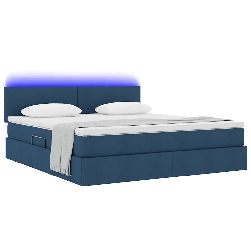 Letto con contenitore e LED con led Blu 180 x 200 cm Tessuto 3371102
