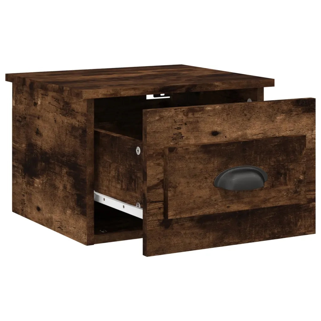 Comodini a Parete 2 pz-Set di 2 Tavolino da notte Rovere Fumo 41,5x36x28 cm