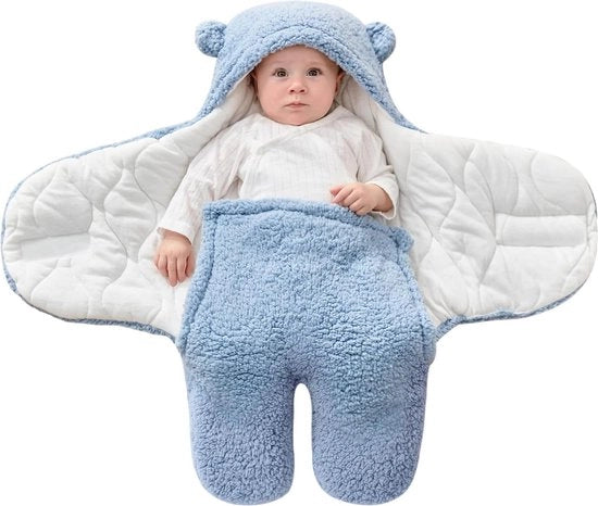 Babysacco invernale 0-3 mesi - coperta di imbattitura per neonati - panno imbattere morbido in pile alta - coperte per neonati - sacco per neonati invernale (bianco)