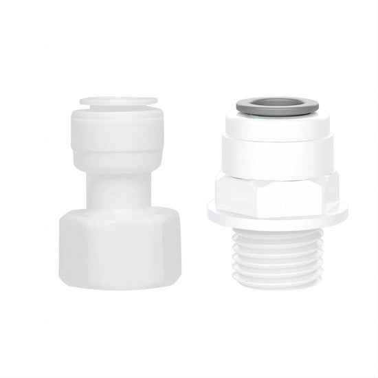 Connettori per filtro acqua 2 pezzi - 3/8 pollici Connettori - Alta qualità POM - Resistente alle pressioni - Connettore ermetico - Duraturo e affidabile - Filtro acqua
