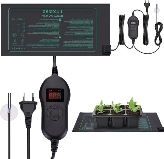 Mat riscaldatore per piante con termostato e sensore NTC, 30W Mat riscaldatore per semi e piante da interni, IP67 impermeabile all'acqua, 52 x 25 cm, Ideale per coltivazione a casa
