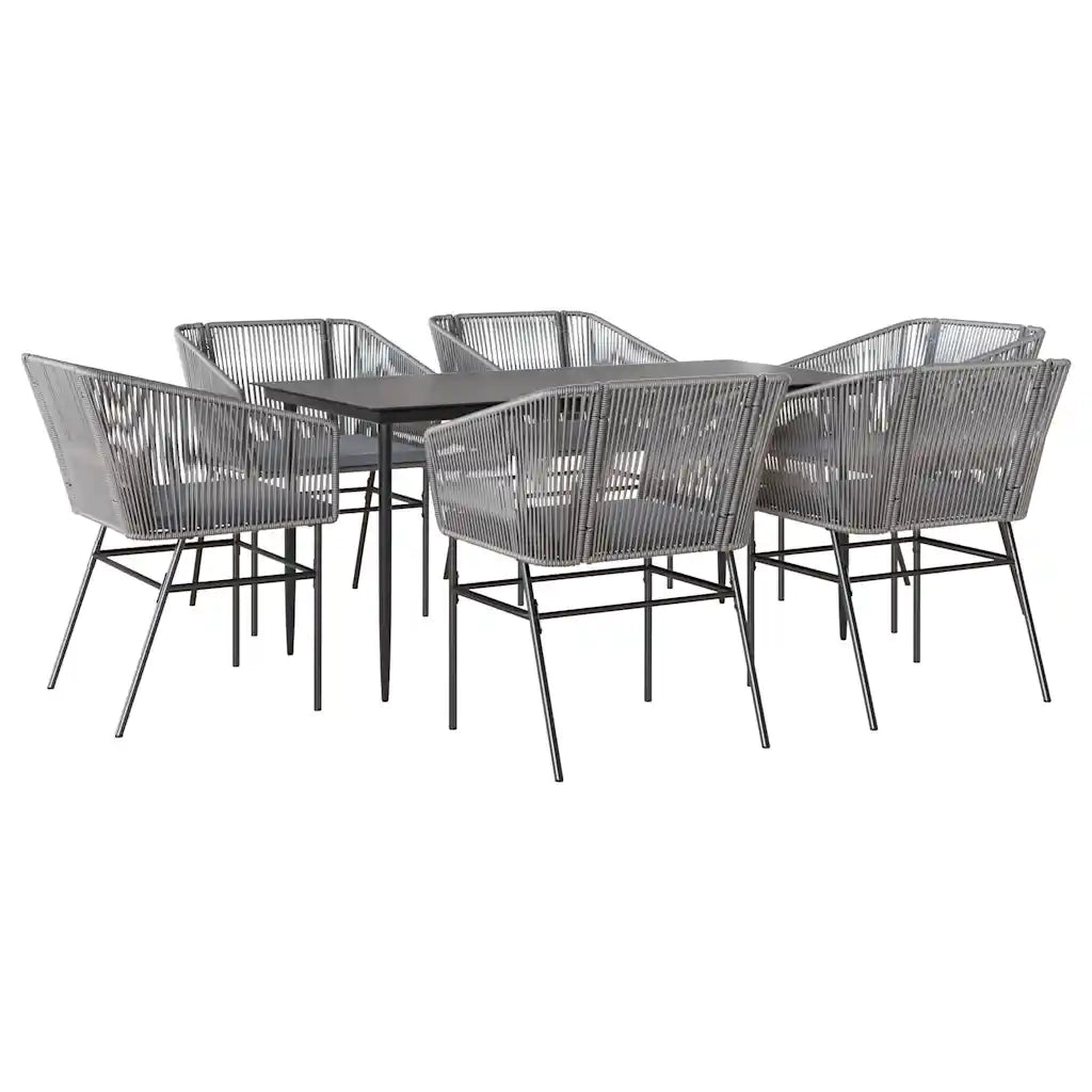 Set da Pranzo da Giardino 7 pz con Cuscini Polyrattan Vetro 3334531