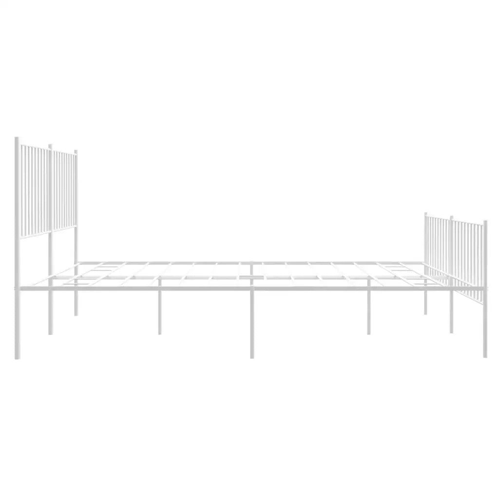 Giroletto con Testiera e Pediera-Struttura letto con testiera Metallo Bianco 160x200 cm