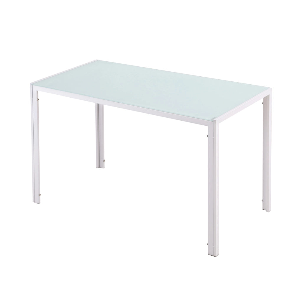 Tavolo da pranzo rettangolare allungabile 4 persone ¨C Xylo ¨C vetro temperato metallo bianco 120x60x75 cm