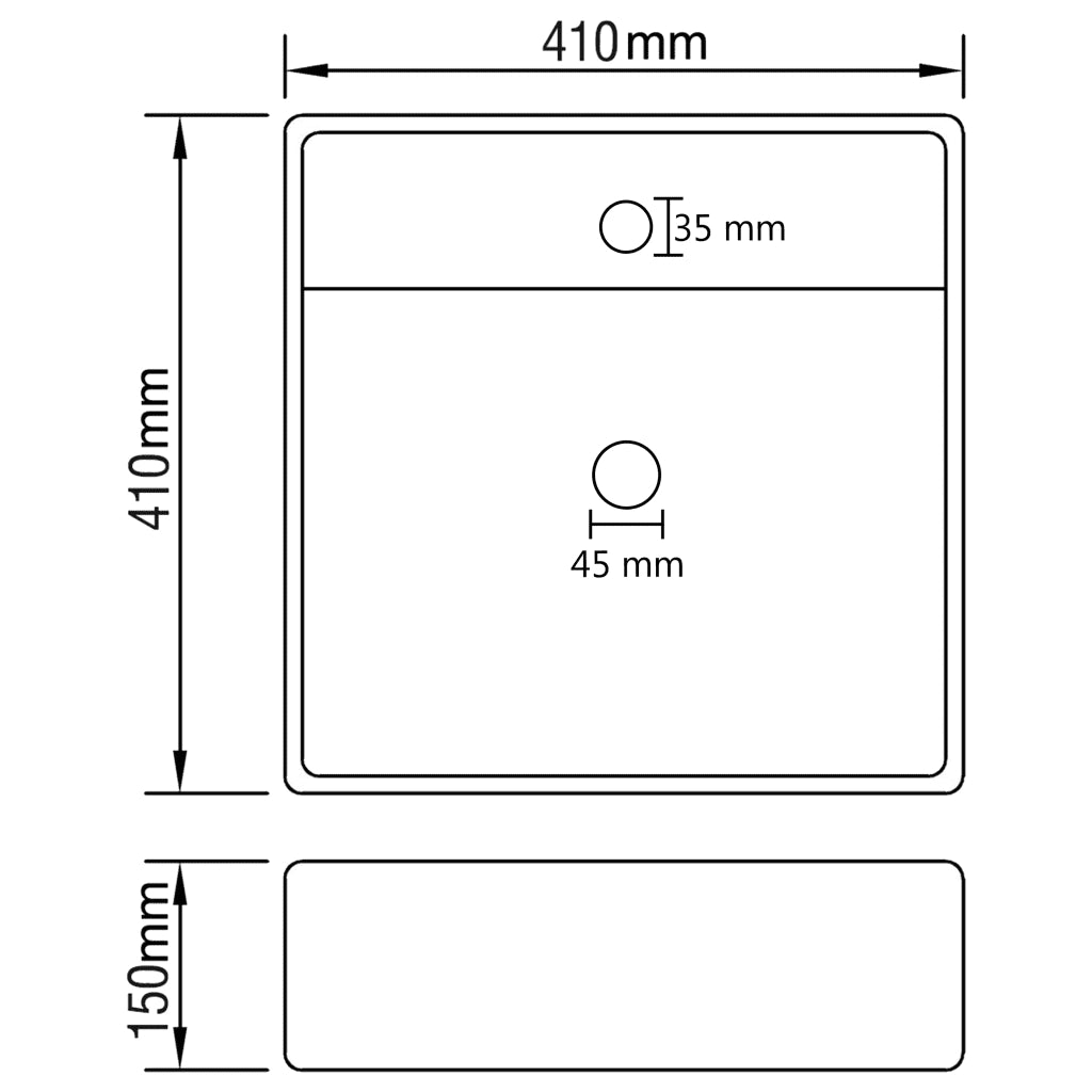 Lavabo con Troppopieno Cubico Grigio Opaco 41x41 cm in Ceramica CFW6519781