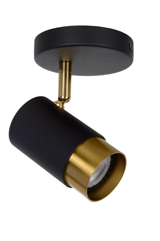 Spot soffitto tubo nero oro orientabile GU10 35W Floris